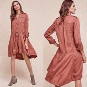 Anthropologie Holding Horses Tencel Long Sleeve Shirt Dress Dusty Rose Size 2